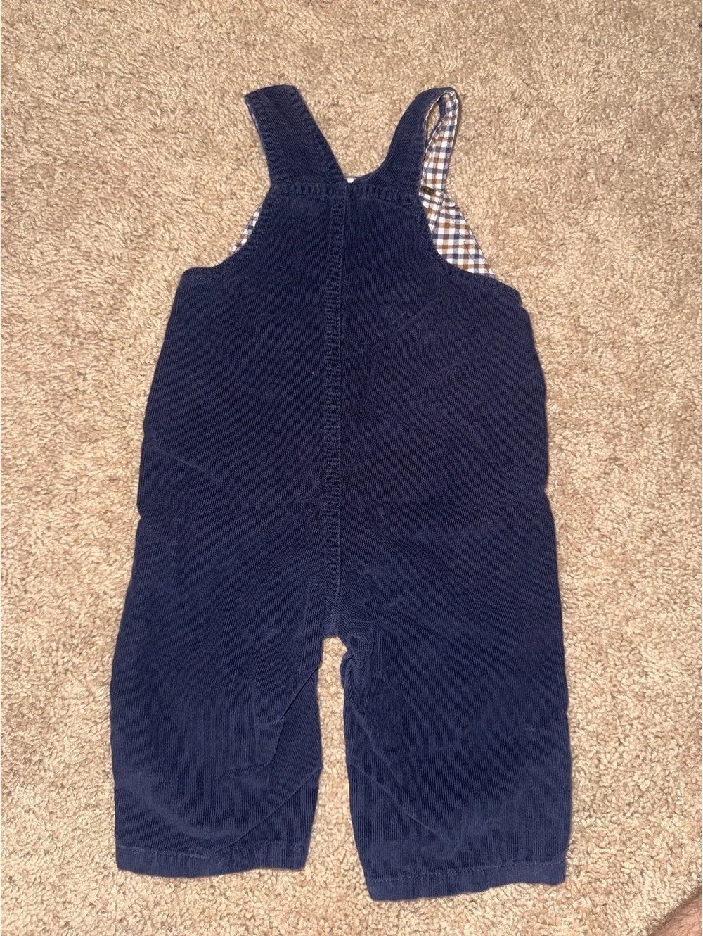 Carter's Baby Boys Navy Blue Corduroy Overalls with Pug Embroidery Size 12M